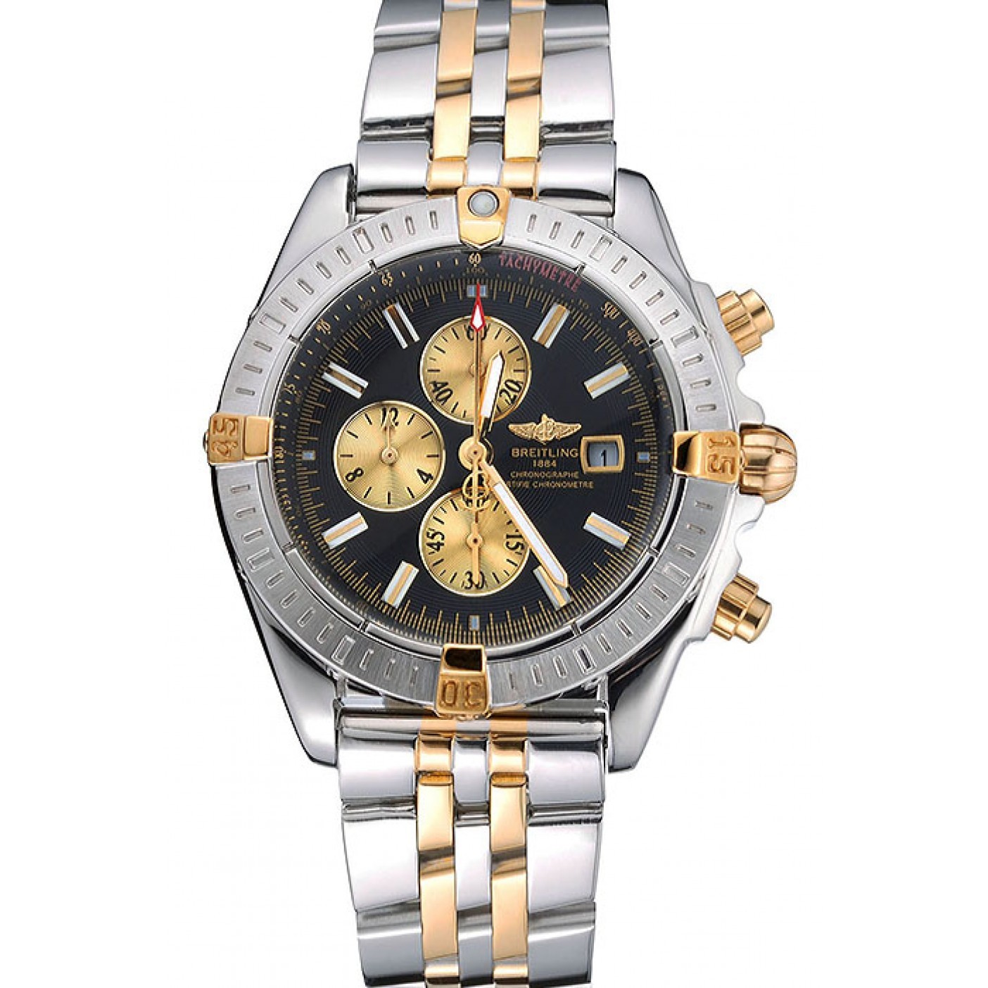 Breitling Chronomat Black Dial Stainless Steel And Gold Bracelet 622429