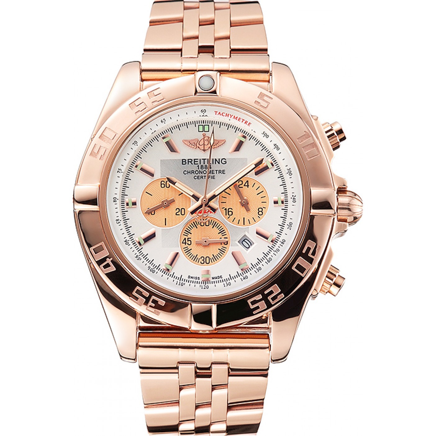 Breitling Chronomat 44 White Dial Rose Gold Bracelet 622518