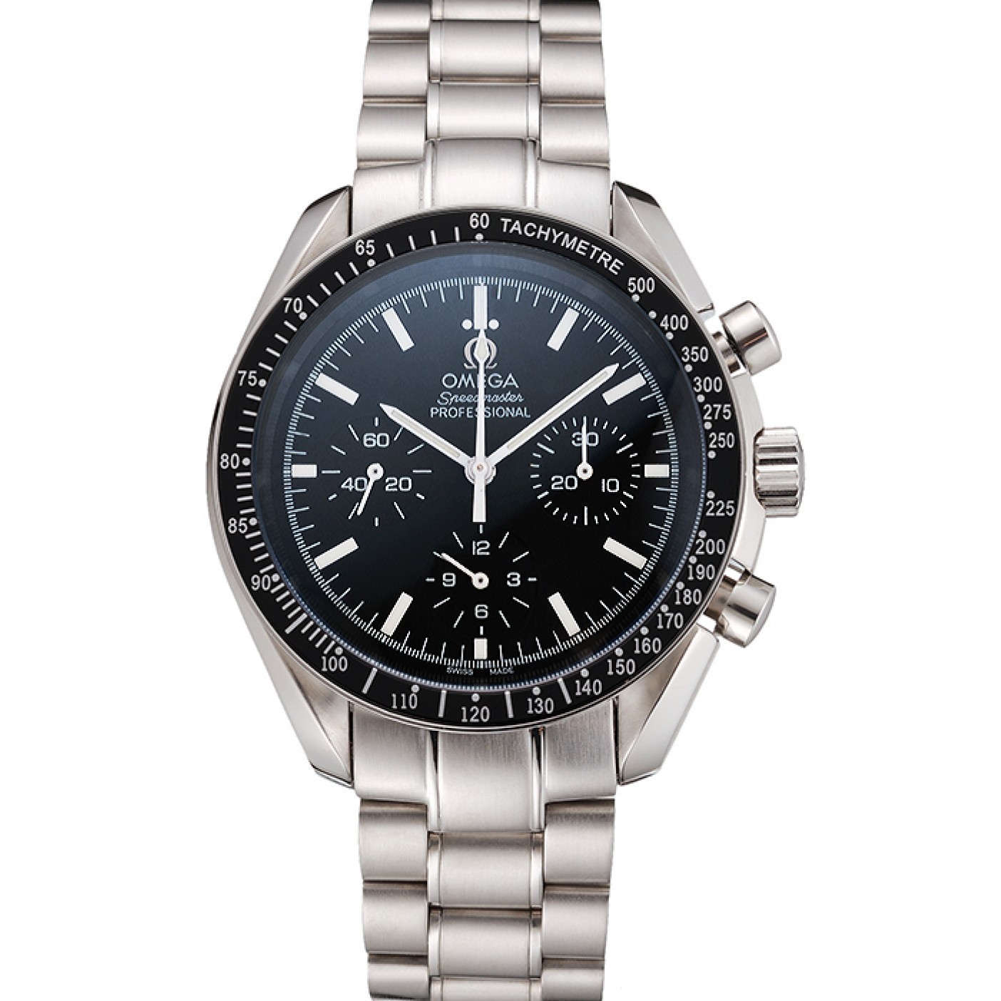 Swiss Omega Speedmaster Professional Black Dial Stainless Steel Case And Bracelet