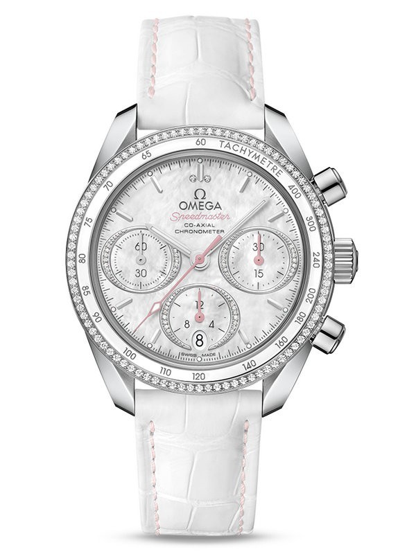 AAA Replica Omega Speedmaster 38mm Co-Axial MOP Diamond Watches 324.38.38.50.55.001