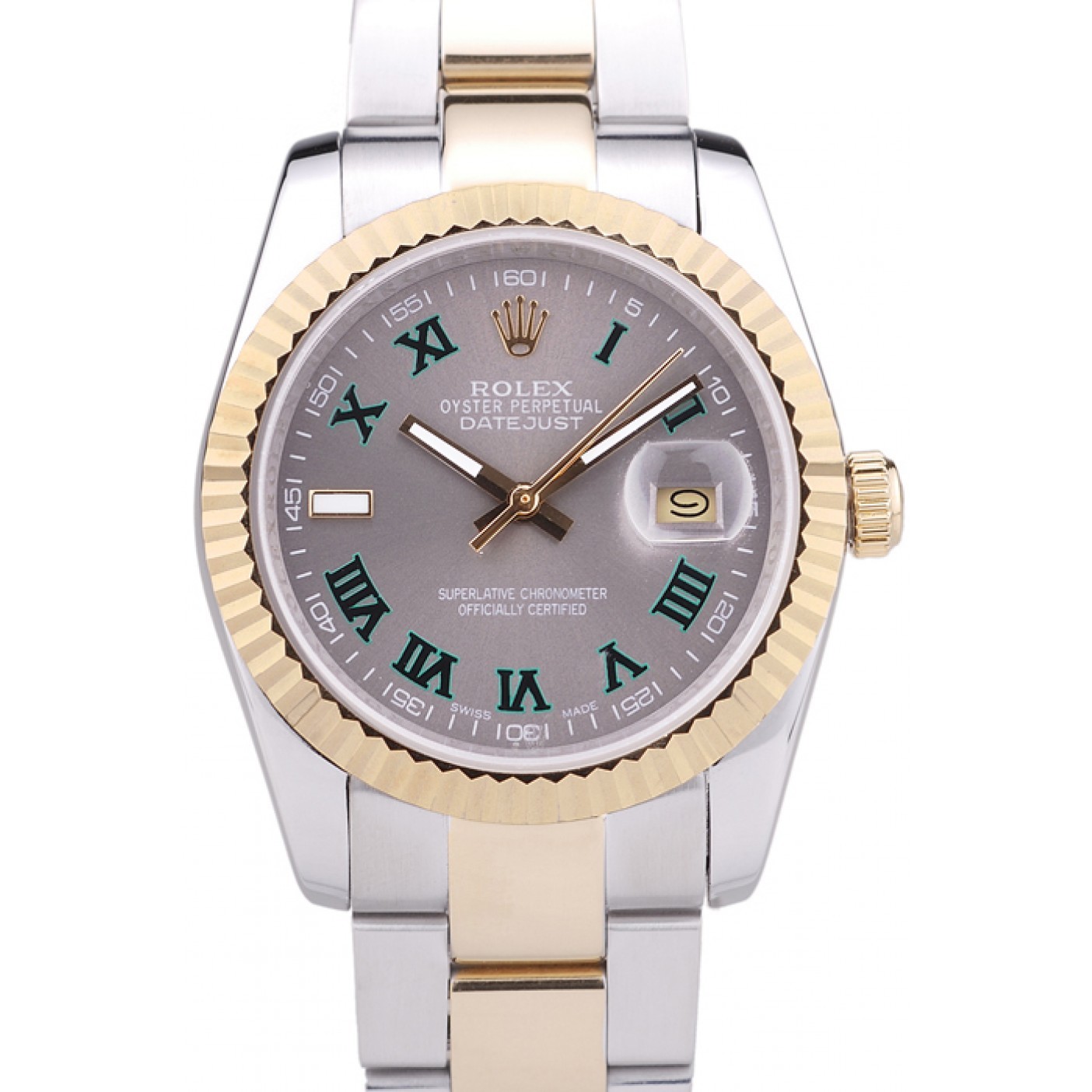 Rolex Datejust Grey Dial Ribbed Bezel 7460