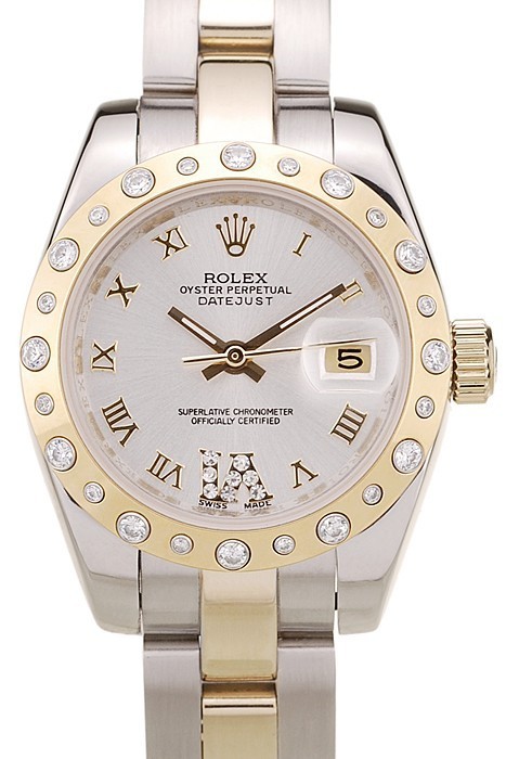 Rolex DateJust Brushed Stainless Steel Case White Dial Diamond Plated