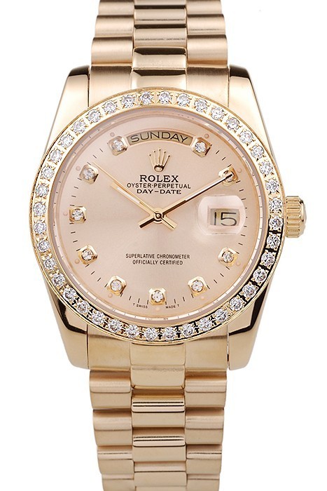 Rolex Day-Date 18k Yellow Gold Plated Stainless Steel Gold Dial