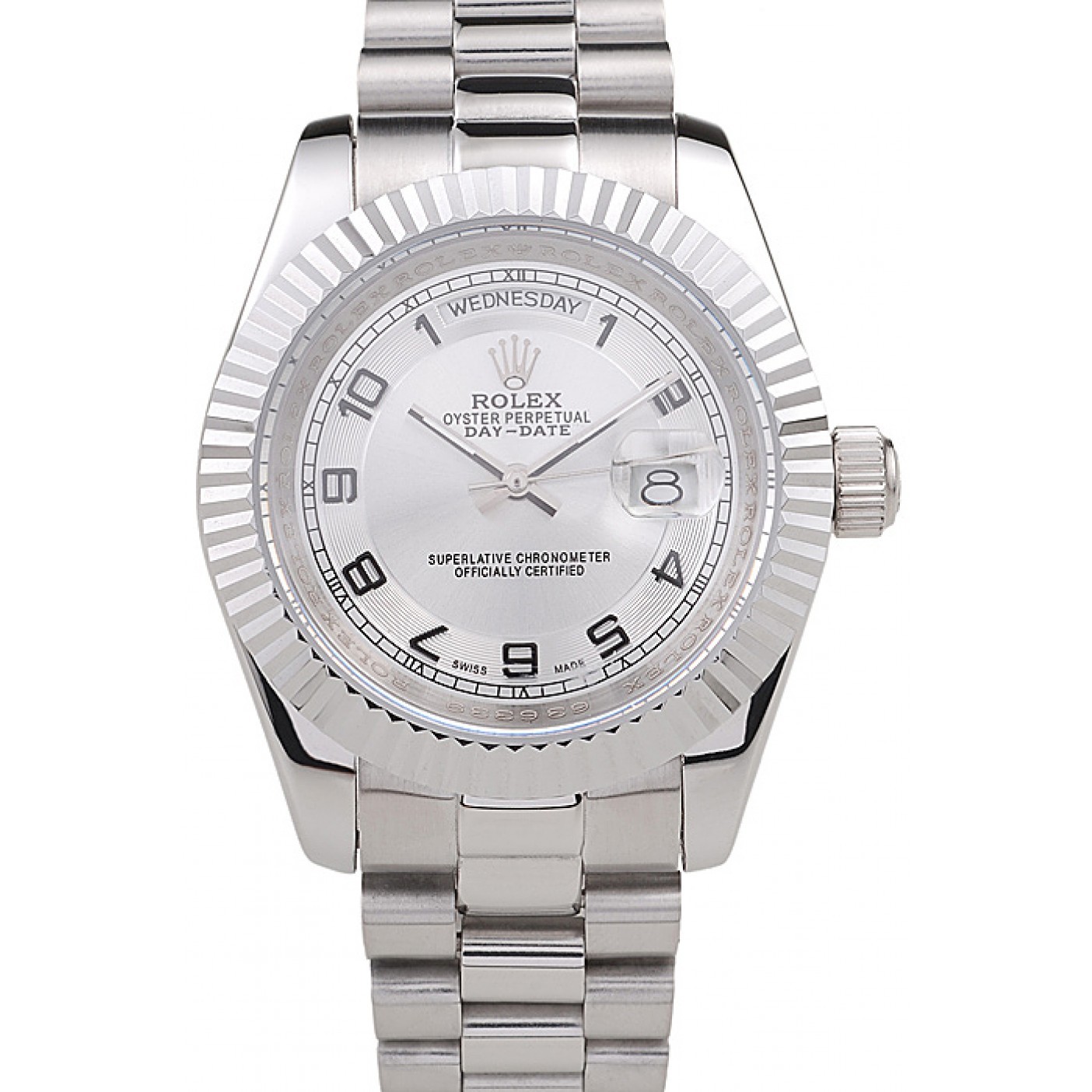 Rolex Day-Date Polished Stainless Steel White Dial