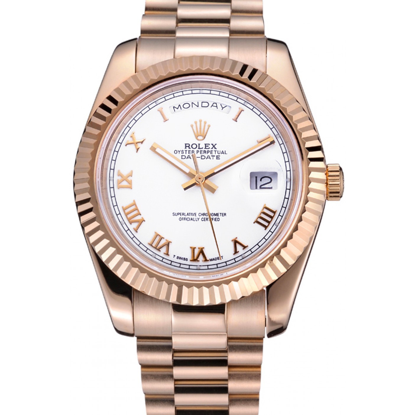 Rolex Day-Date White Dial Gold Bracelet 622546