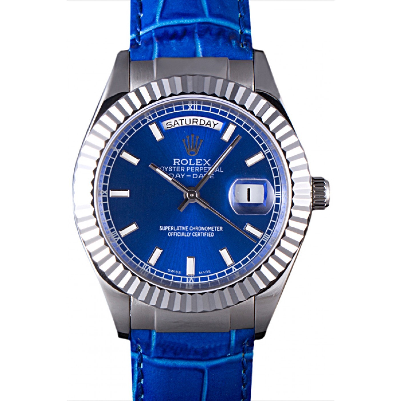 Rolex Day-Date Oyster Collection Blue Leather Band 621490