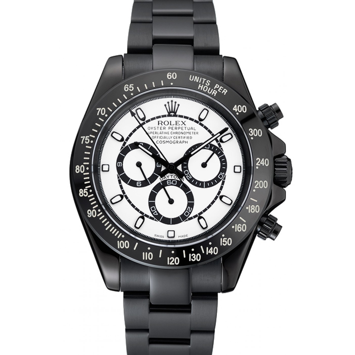 Rolex Cosmograph Daytona White And Black Dial Black Stainless Steel Case And Bracelet 1454249