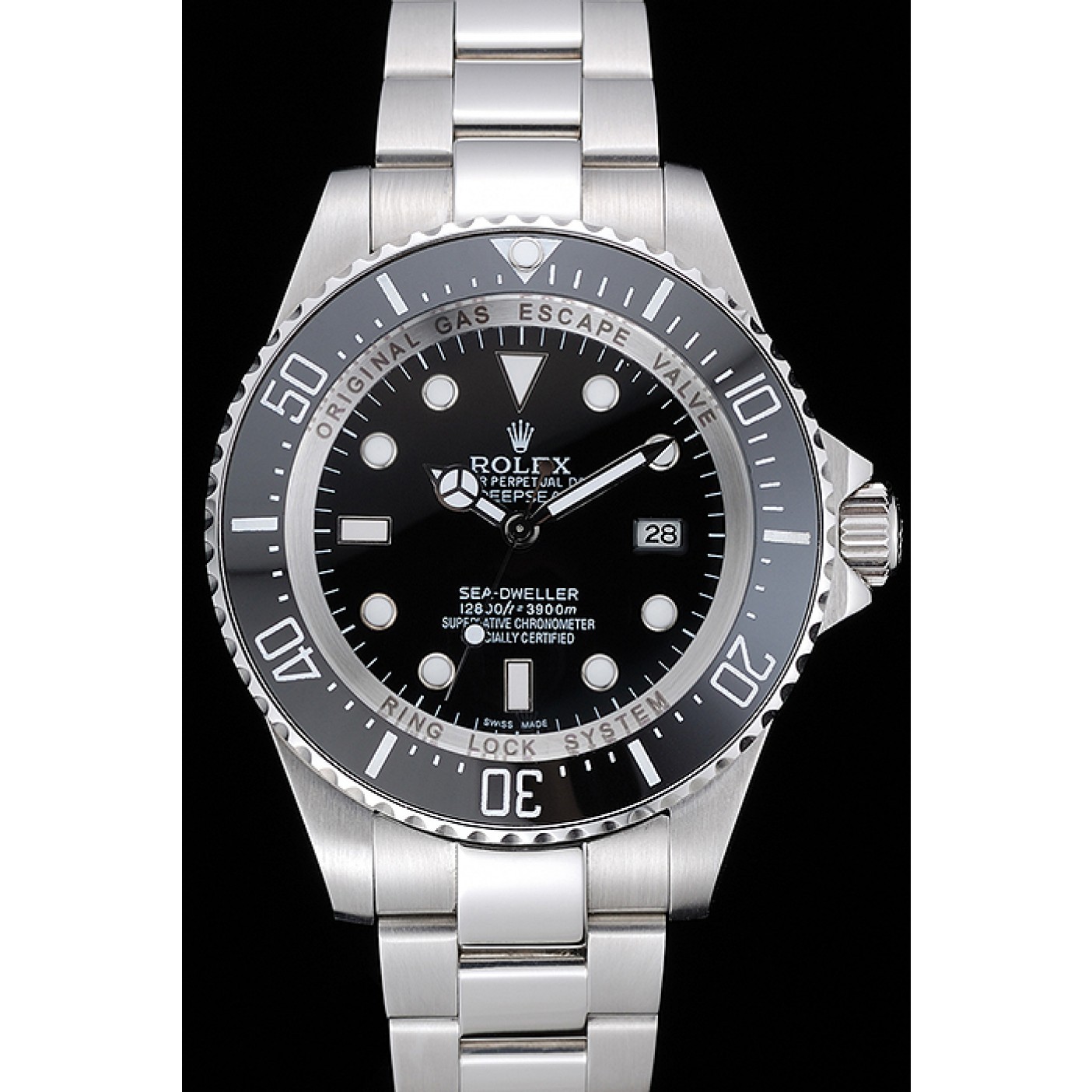 Rolex Sea Dweller Stainless Steel Bracelet Black Dial Watch