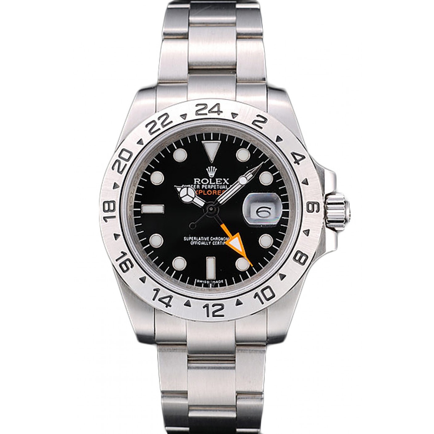 Rolex Swiss Explorer Stainless Steel Bezel Black Dial Watch