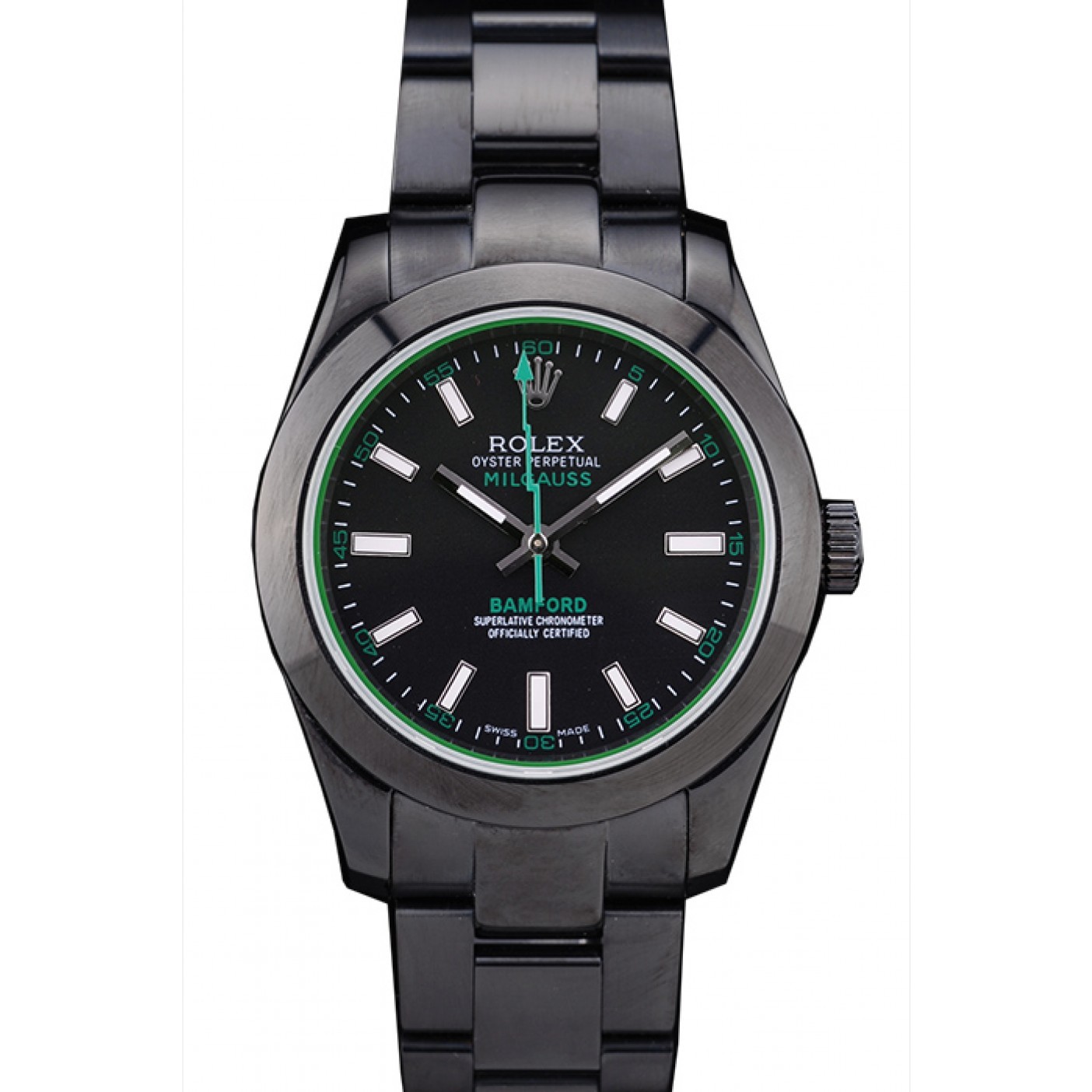 Rolex Milgaus Bamford Ion Plated Stainless Steel Bezel Black Dial 7476