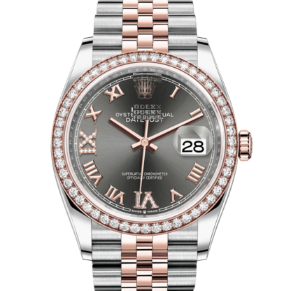 DATEJUST 36-Oyster, 36 mm, Oystersteel, Everose gold and diamonds 66with original box