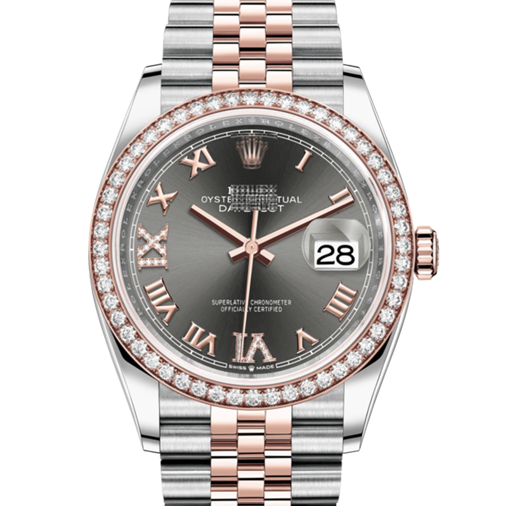 DATEJUST 36- Oyster, 36 mm, Oystersteel, Everose gold and diamonds 62with original box