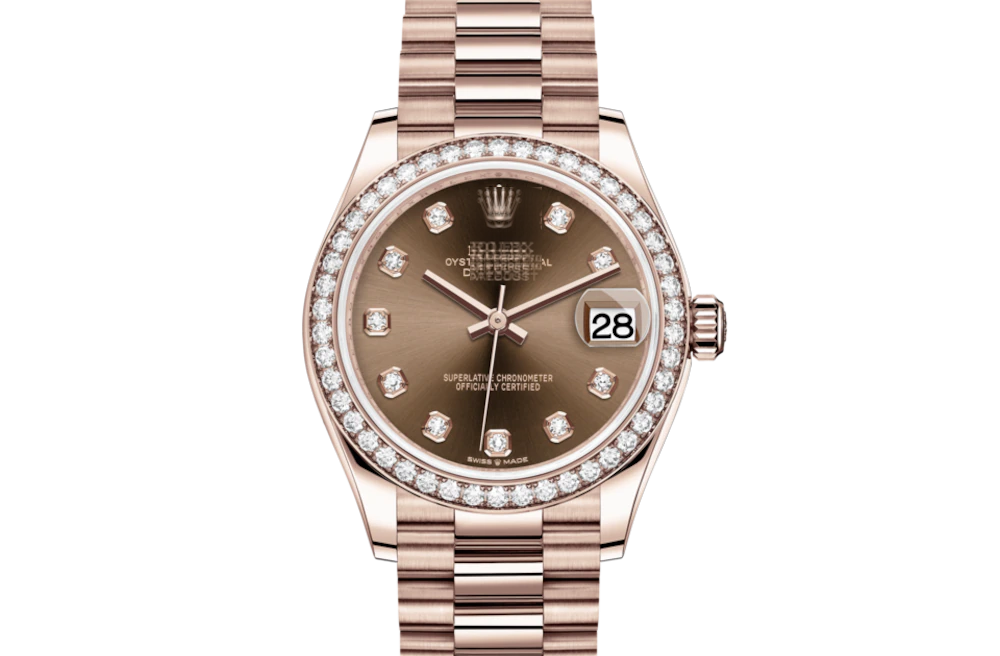 DATEJUST 31- Oyster, 31 mm, Everose gold and diamonds 3with original box