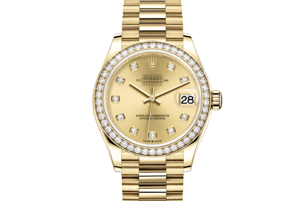 DATEJUST 31-Oyster, 31 mm, yellow gold and diamonds 48with original box