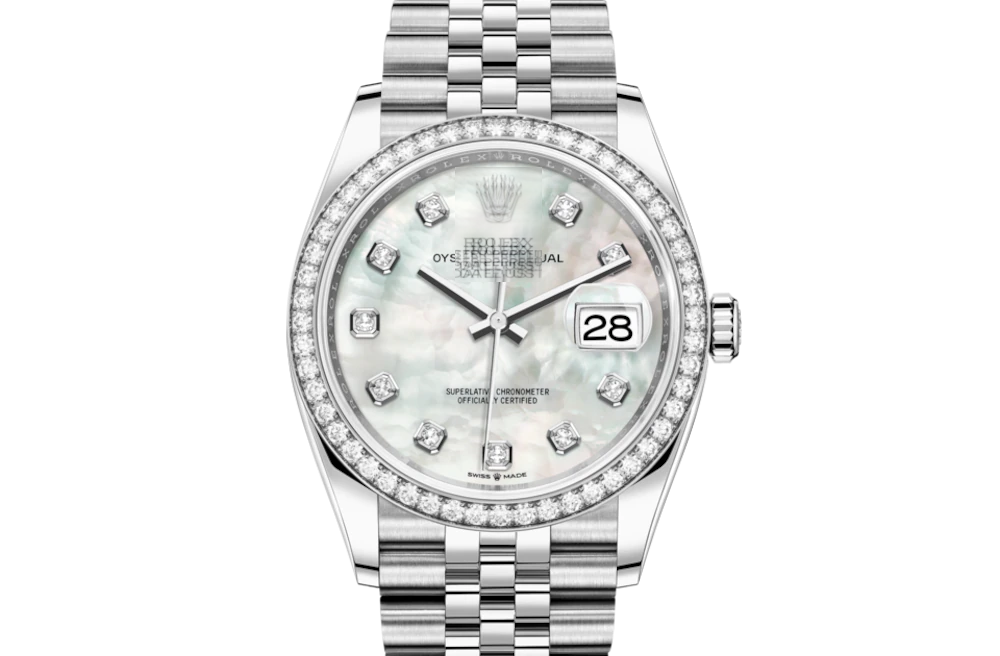 DATEJUST 36-Oyster, 36 mm, Oystersteel, white gold and diamonds 68with original box