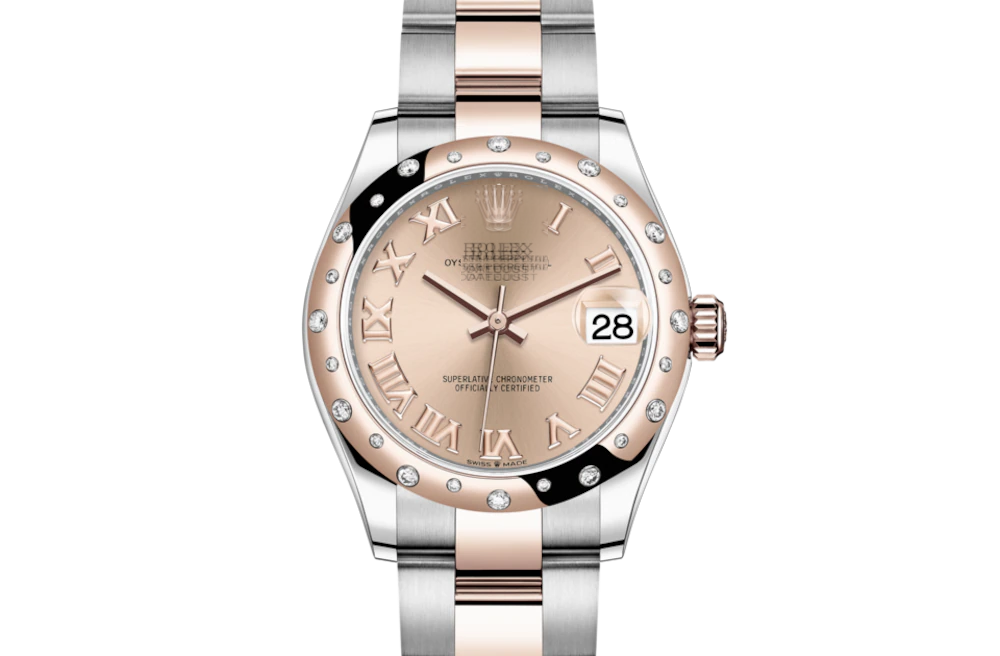 DATEJUST 31-Oyster, 31 mm, Oystersteel, Everose gold and diamonds 36with original box