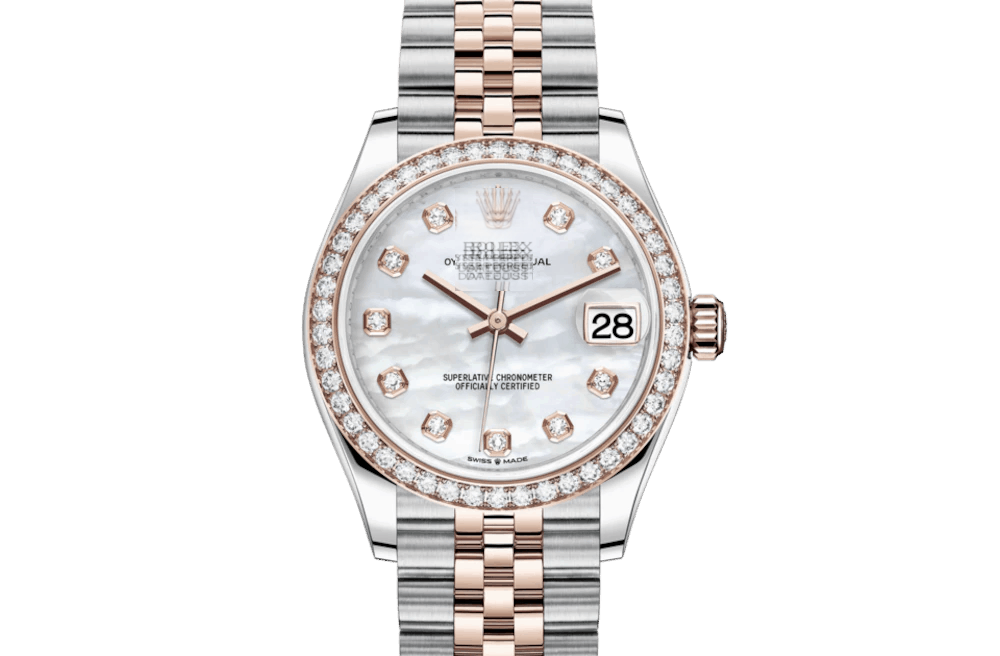 DATEJUST 31-Oyster, 31 mm, Oystersteel, Everose gold and diamonds 39with original box