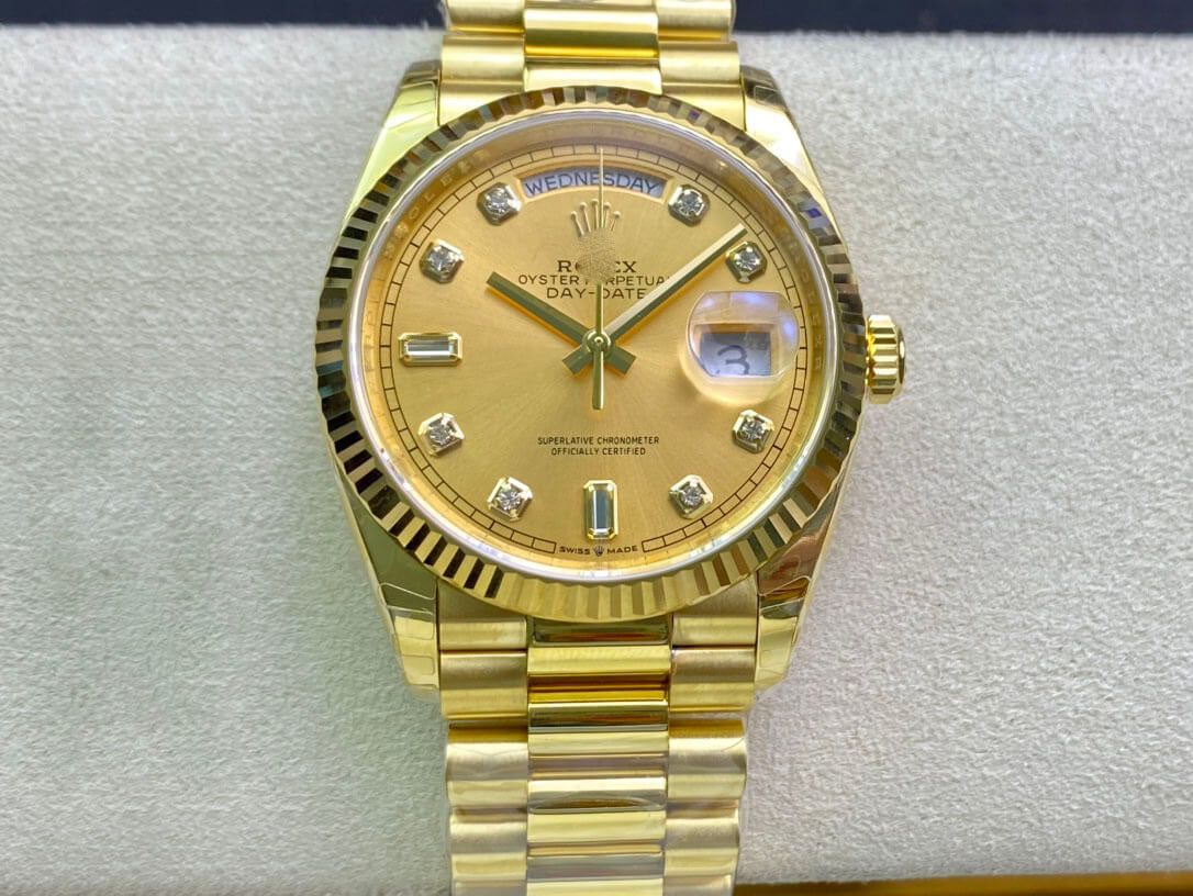 DAY-DATE M128238-0008 YELLOW GOLD EW FACTORY CHAMPAGNE DIAL