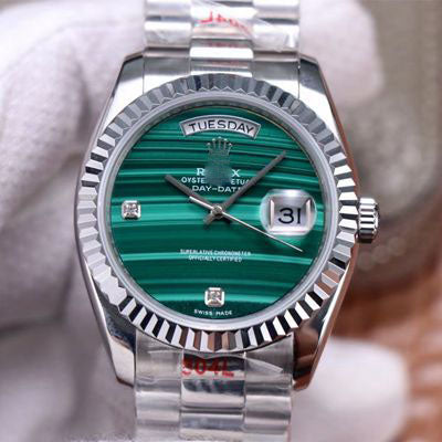 DAY DATE 18038 MALACHITE GREEN DIAMOND DIAL