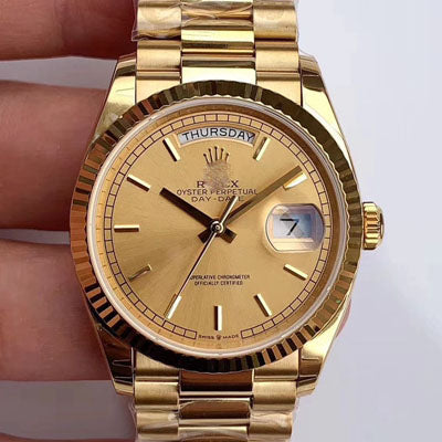 DAY-DATE M128238-0045 YELLOW GOLD EW FACTORY CHAMPAGNE DIAL