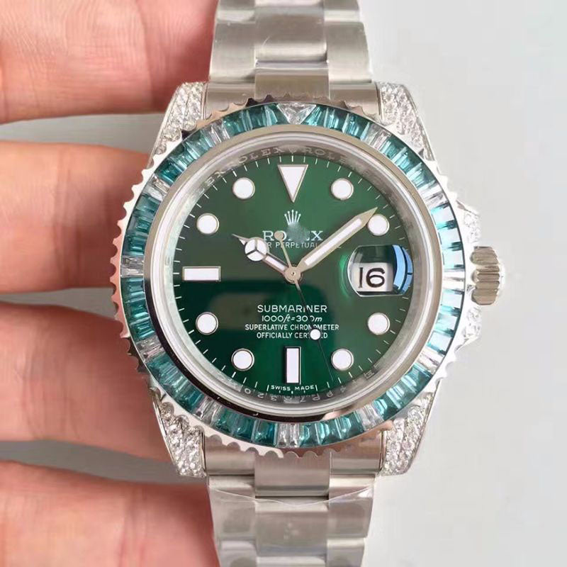 SUBMARINER DATE 116610LV NOOB FACTORY V9 GREEN DIAL DIAMOND