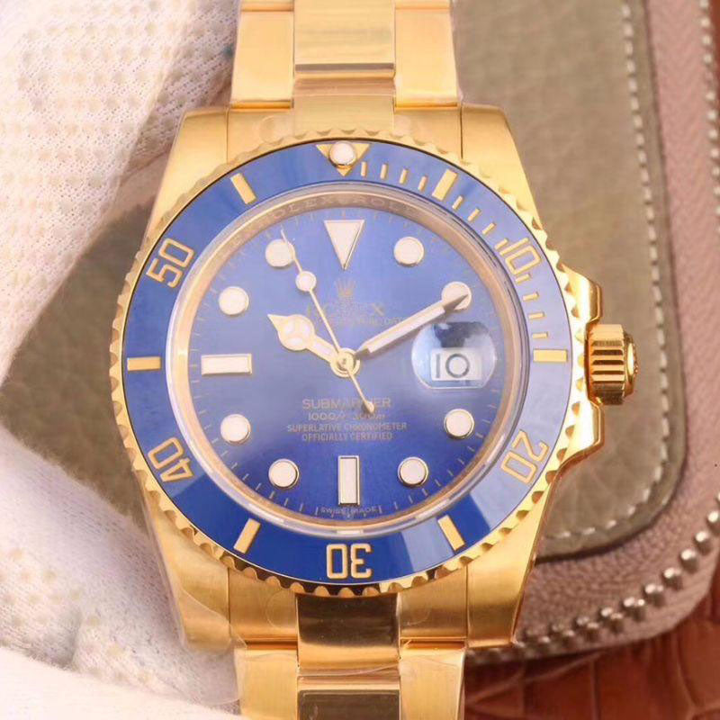 SUBMARINER DATE 116618LB VR FACTORY 18K YELLOW GOLD WRAPPED BLUE DIAL